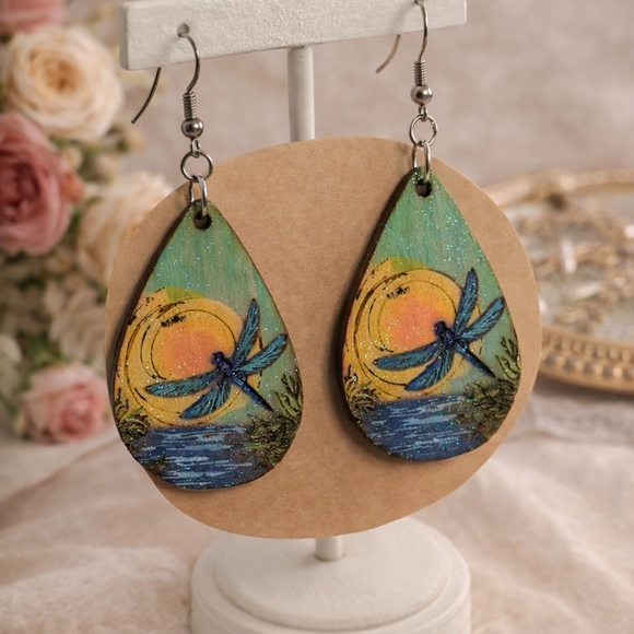 Jewelry - Handcrafted Dragonfly Teardrop Earrings
